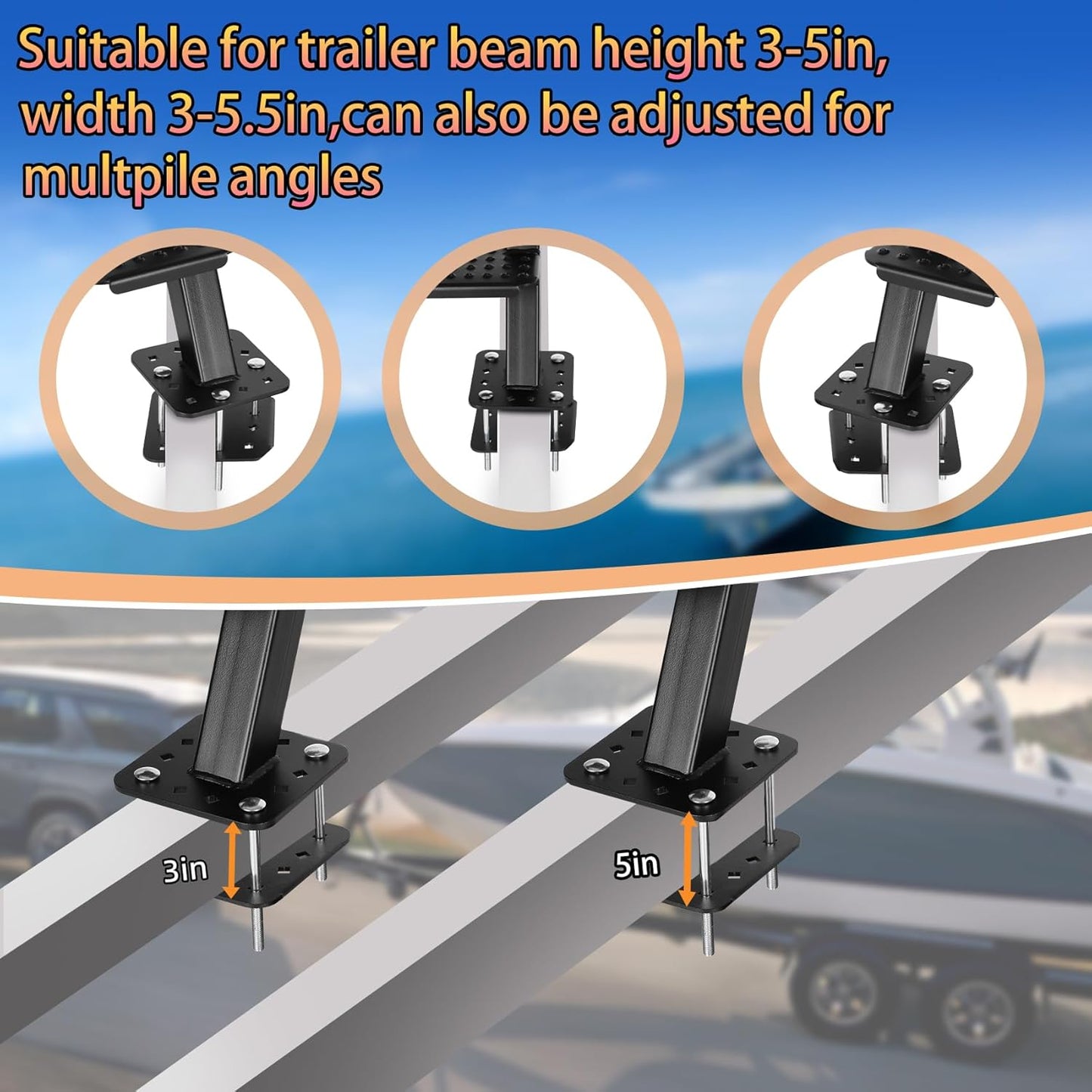 Heavy-Duty Boat Trailer Steps with Handle, Non-Slip Surface Fits for Trailers Tongue Step, 2 Steps