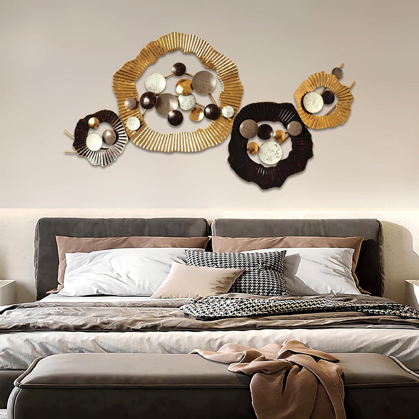 Wall Art Metal Wall Sculptures Wall Decor Modern black white Petal Abstract Minimalist Wall Art Rustic Nature Wall Decor Large Size 52' 29' For