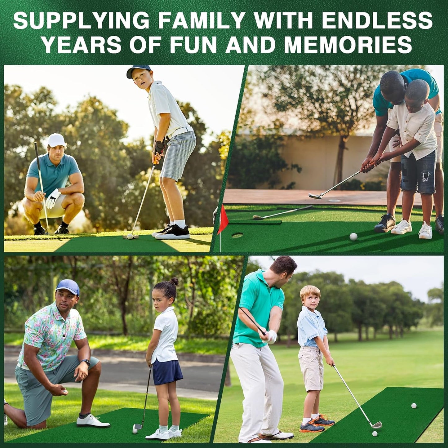 Golf Putting Green Mat Indoor, 3x10ft Thickening Outdoor Portable Golf Pong Game Set