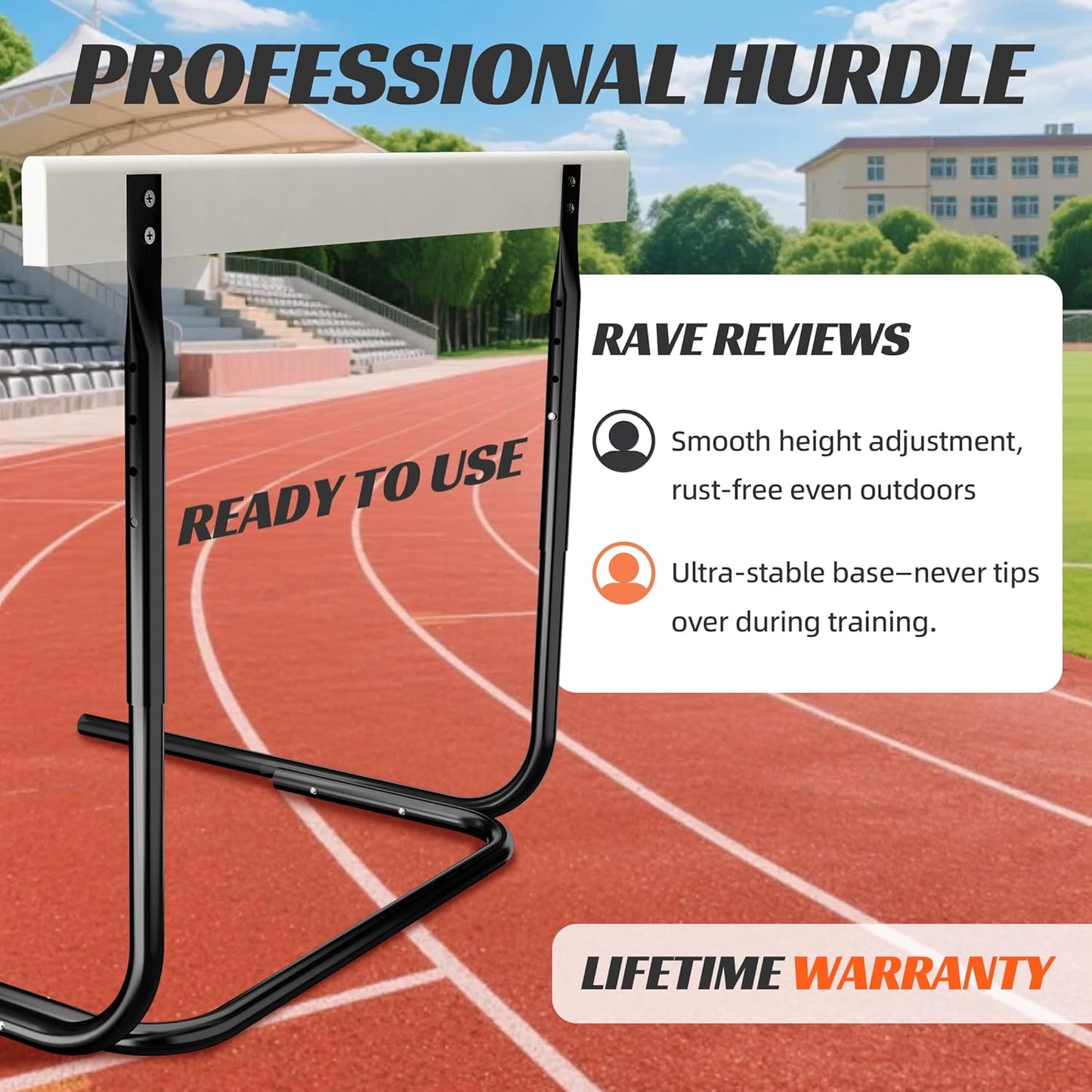MR Height Adjustable Hurdle for Track and Field, Pro Athletic Hurdle with Heavy-Duty Base Counterweight, Anti-Tip Design for Sprint Training, Competition Practice, Speed Drills