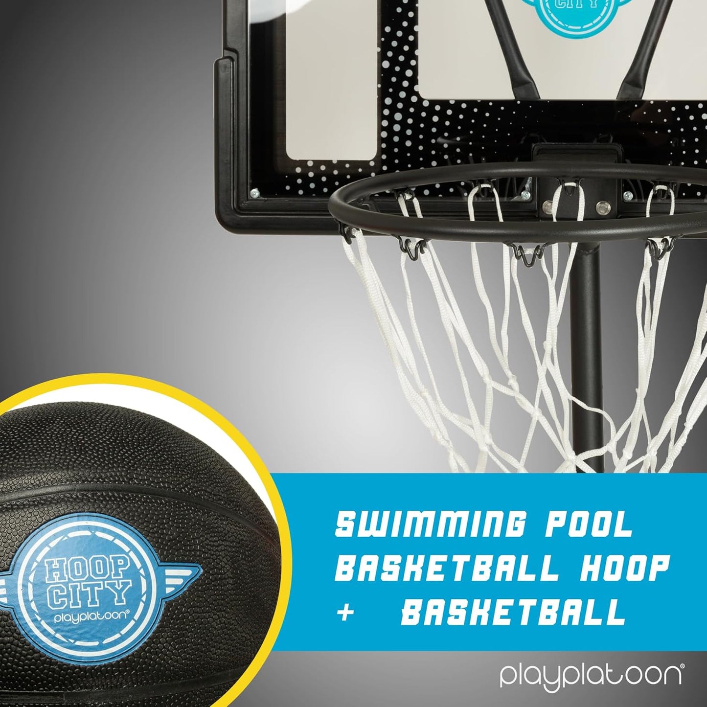 Play Platoon Swimming Pool Basketball Hoop Poolside Above Ground Games for Family - Backboard Adjustable