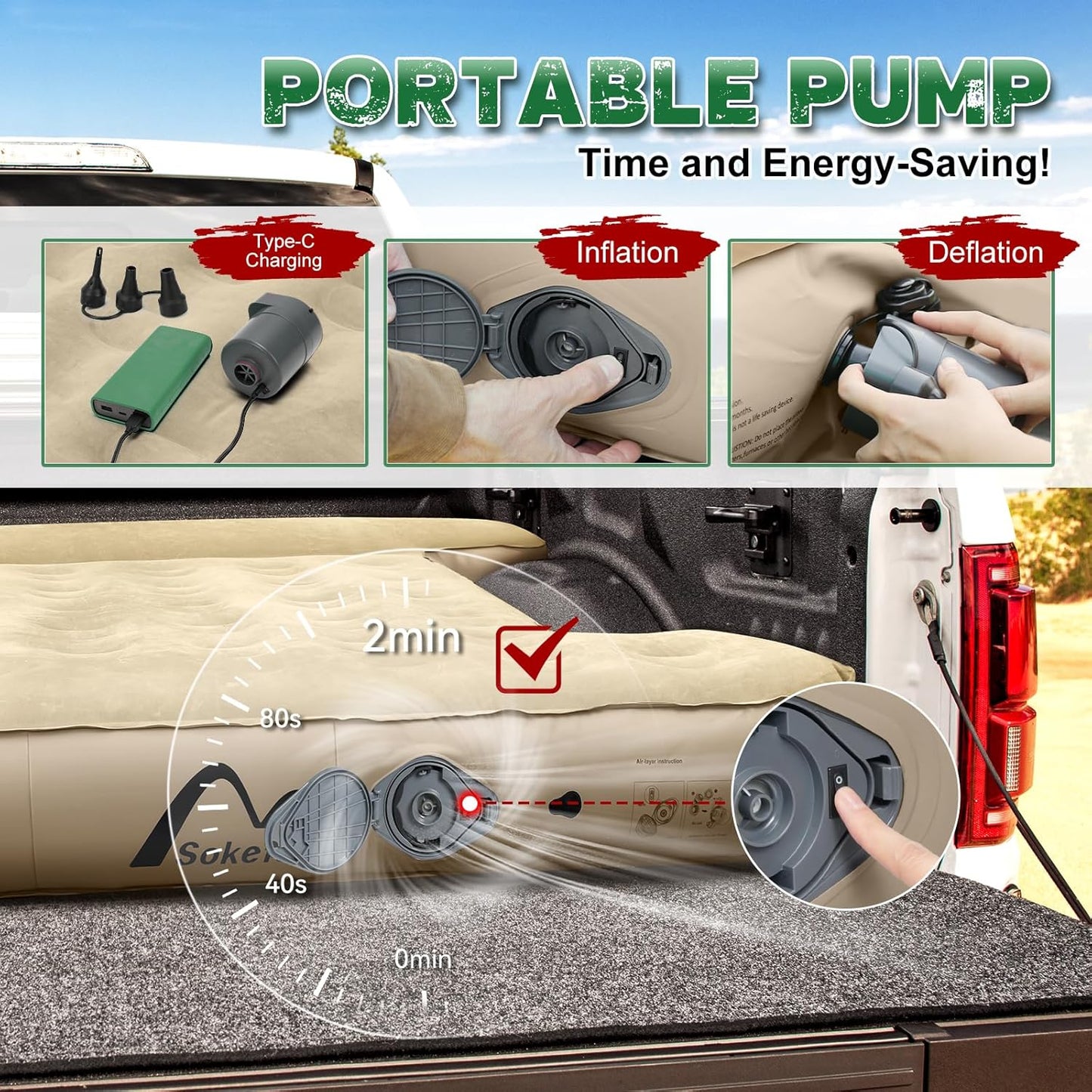 Truck Air Mattress for 5.5-5.8ft Short Truck,