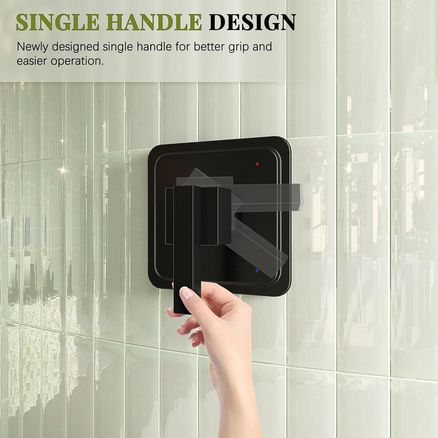 Gabrylly Shower Faucet Set, Bathtub Faucet with 6" Rain Black Shower Head and Handle Set, Single-Handle Tub Shower Tr
