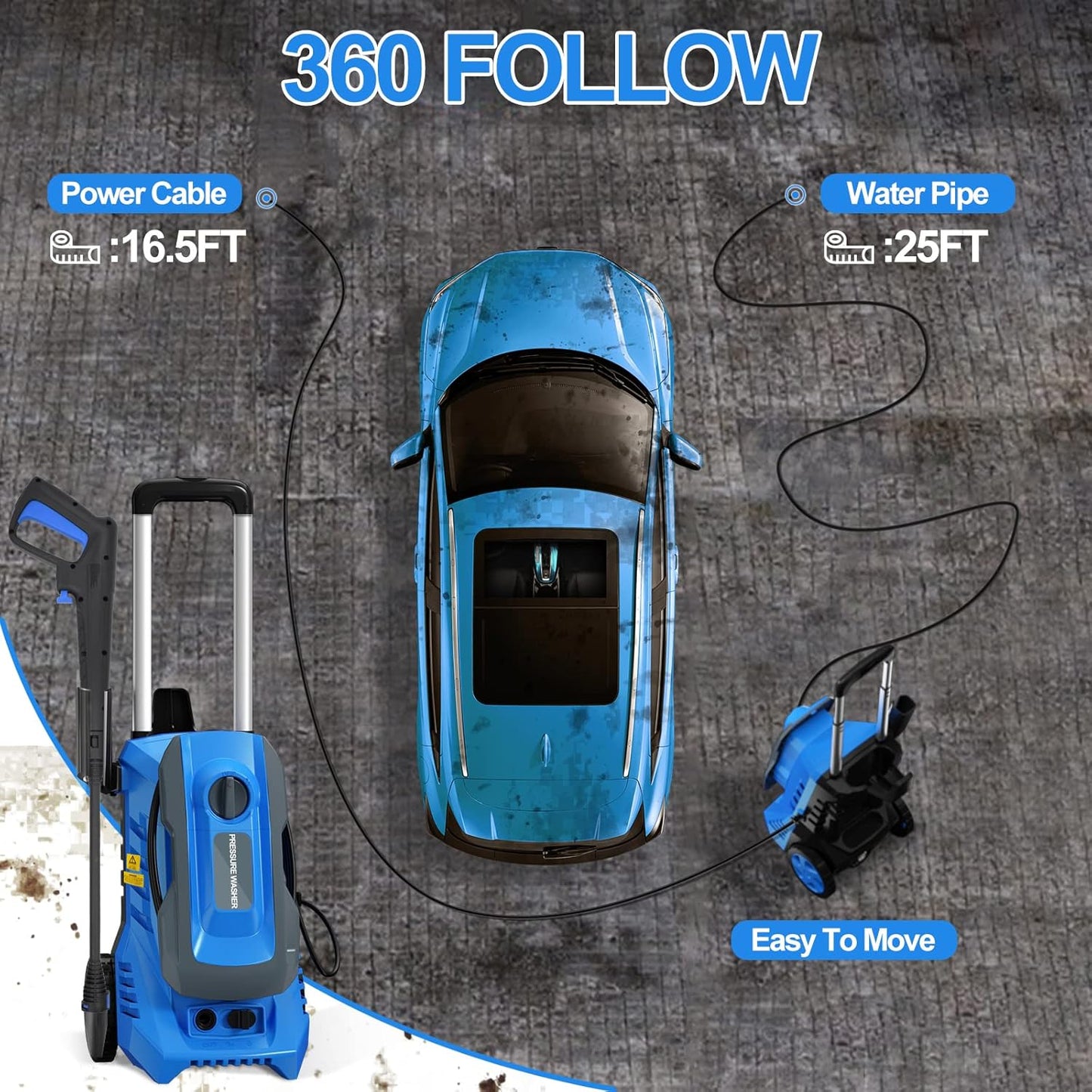 Pressure Washer for Floor Cleaning - Electric High Pressure Washer, Cleans Cars and Patios