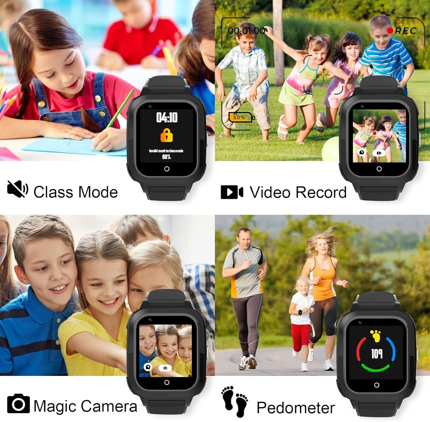 Kids Smartwatches with SIM Card, 4G Kids GPS Tracker Whatsapp Line Real-time Calling Voice Message SOS