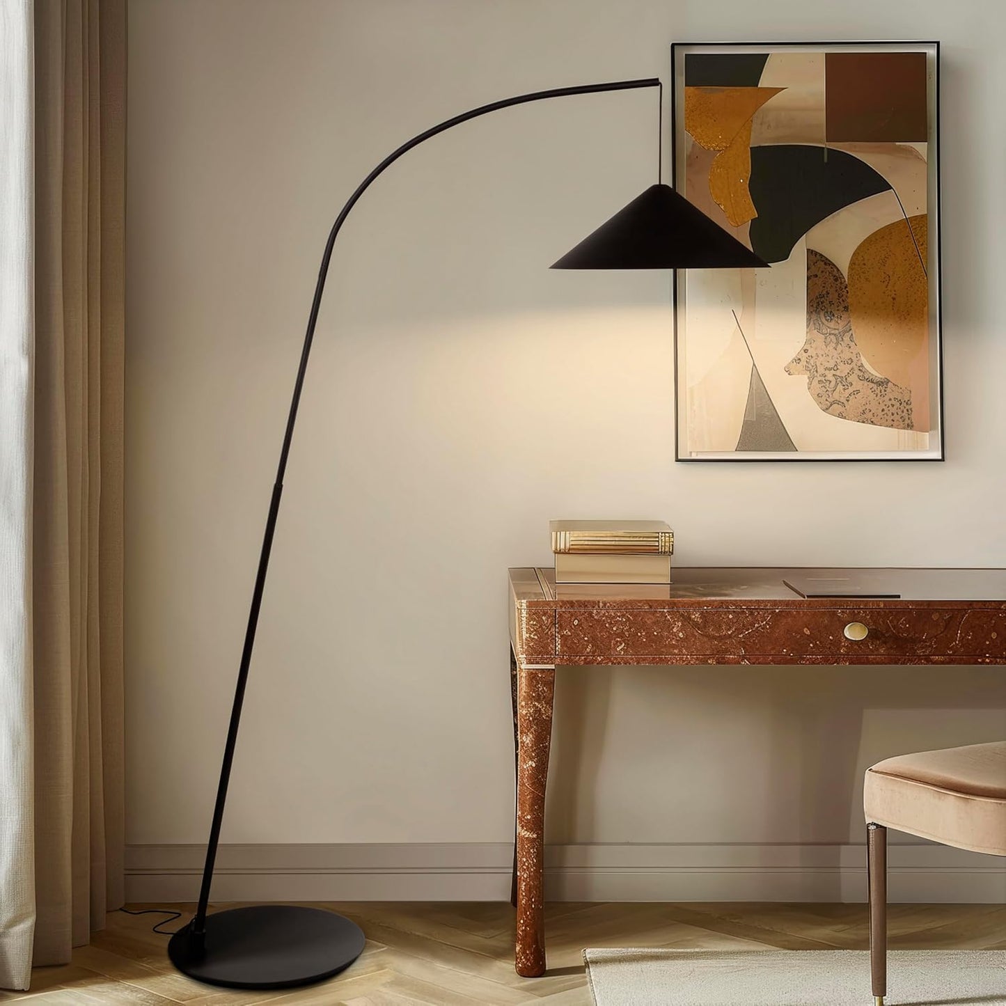 Tall Arc Floor Lamp for Living Room, Bedroom, Office Bright, Dimmable LED Reading Light with Modern Design