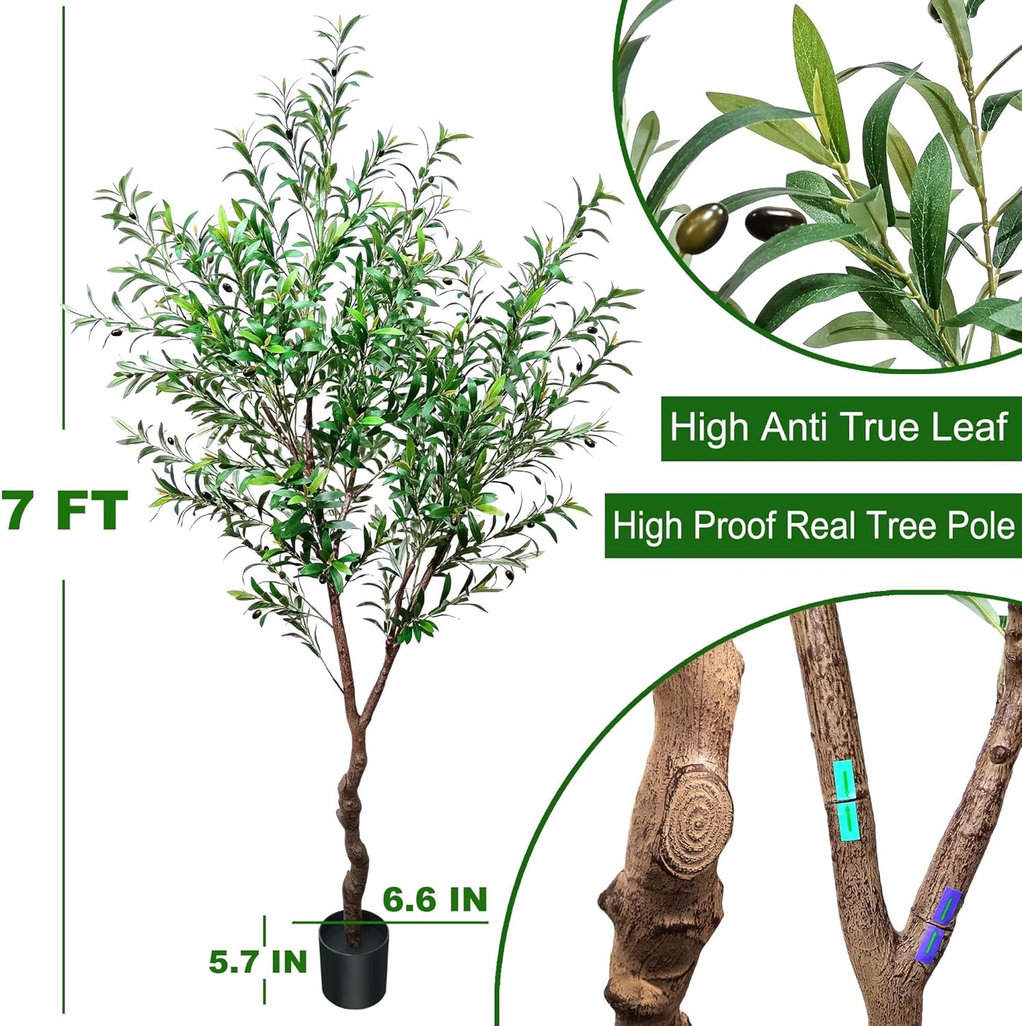 7Ft Artificial Plant Faux Olive Tree, Small Olive Tree, Olive Trees Artificial indoor