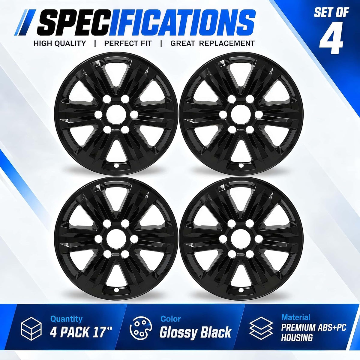 17 Inch Gloss Black Wheel Skins for Ford F-150 2015-2020