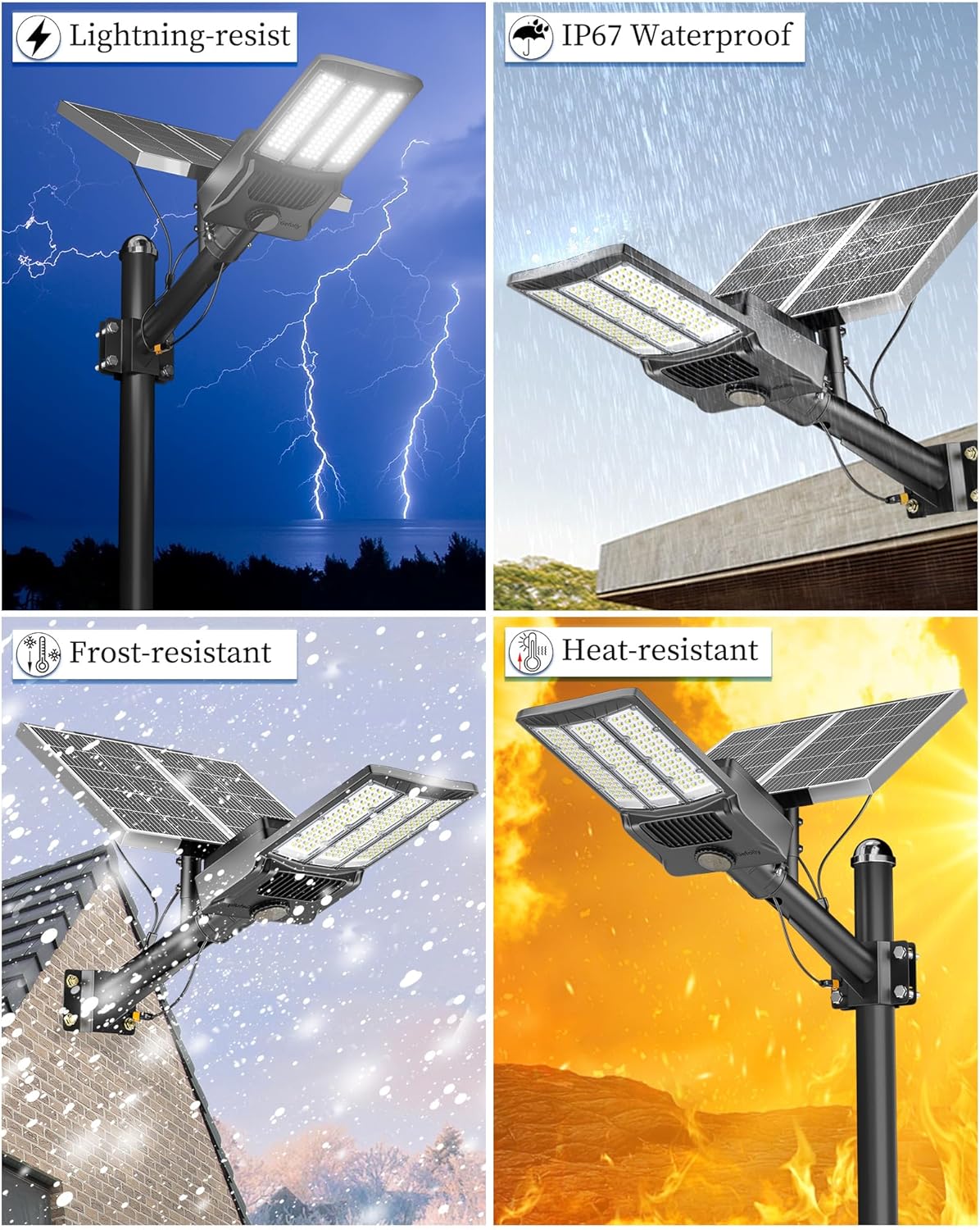 Gefolly SL-12000W Solar Street Light Outdoor 900000LM Wide Angle Commercial Parking Lot Light