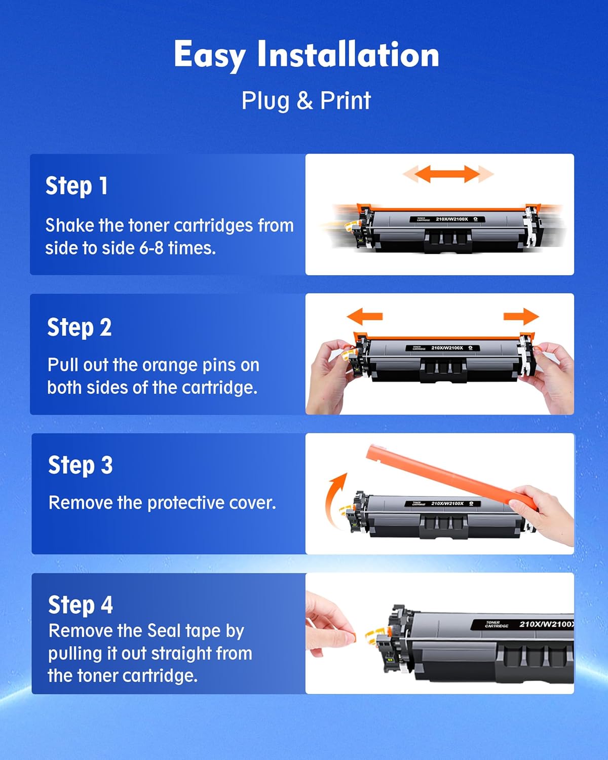 210X Toner Cartridges 4 Pack High Yield (with Chip) Replacement for HP 210X 210A for HP Color LaserJet Pro MFP 4301fdw 4301fdn 4201dw 4201dn Color Pro MFP 4301 4201 Series Printer Ink W2100X W2100A