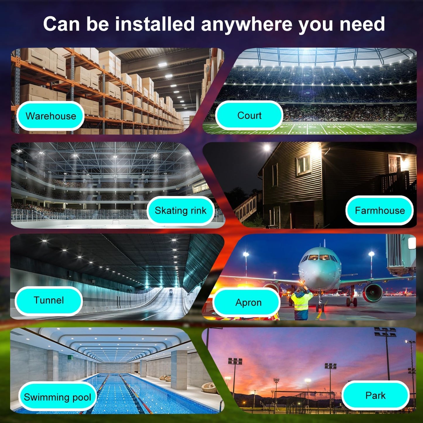 ledmo Outdoor LED Flood Lights 360W Adjustable Mount Stadium Lighting Super Bright 42,000LM 5000K LED Arena Lights Commercial Lighting Fixture for Garage,Yard 2Pack