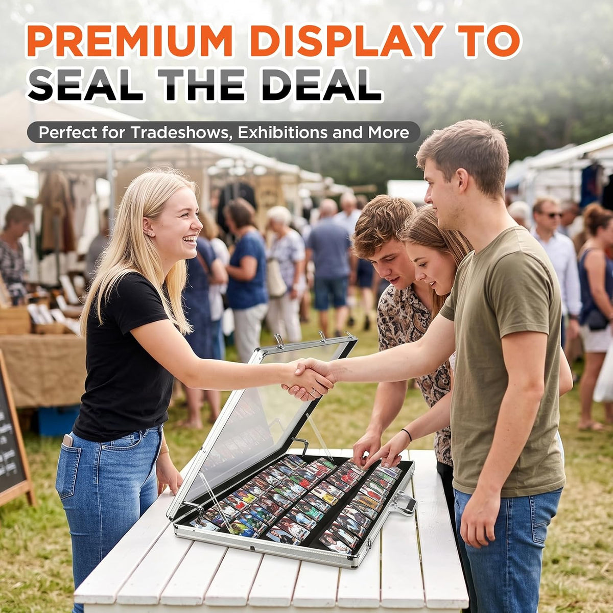 Trading Card Display Case Aluminum with Lock for Collectibles