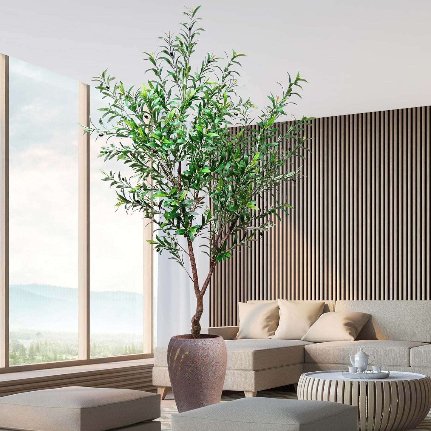 7Ft Artificial Plant Faux Olive Tree, Small Olive Tree, Olive Trees Artificial indoor