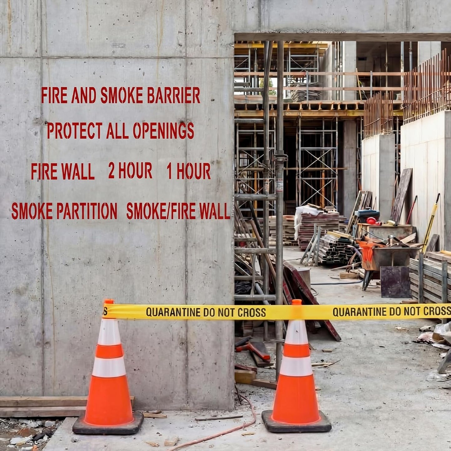 7 Stencil Set Fire Wall Marking Stencils 4 Inch Letters Fire and Smoke Barrier 1 Hour 2 Hour Smoke Partition Smoke/fire Wall Protect All Openings
