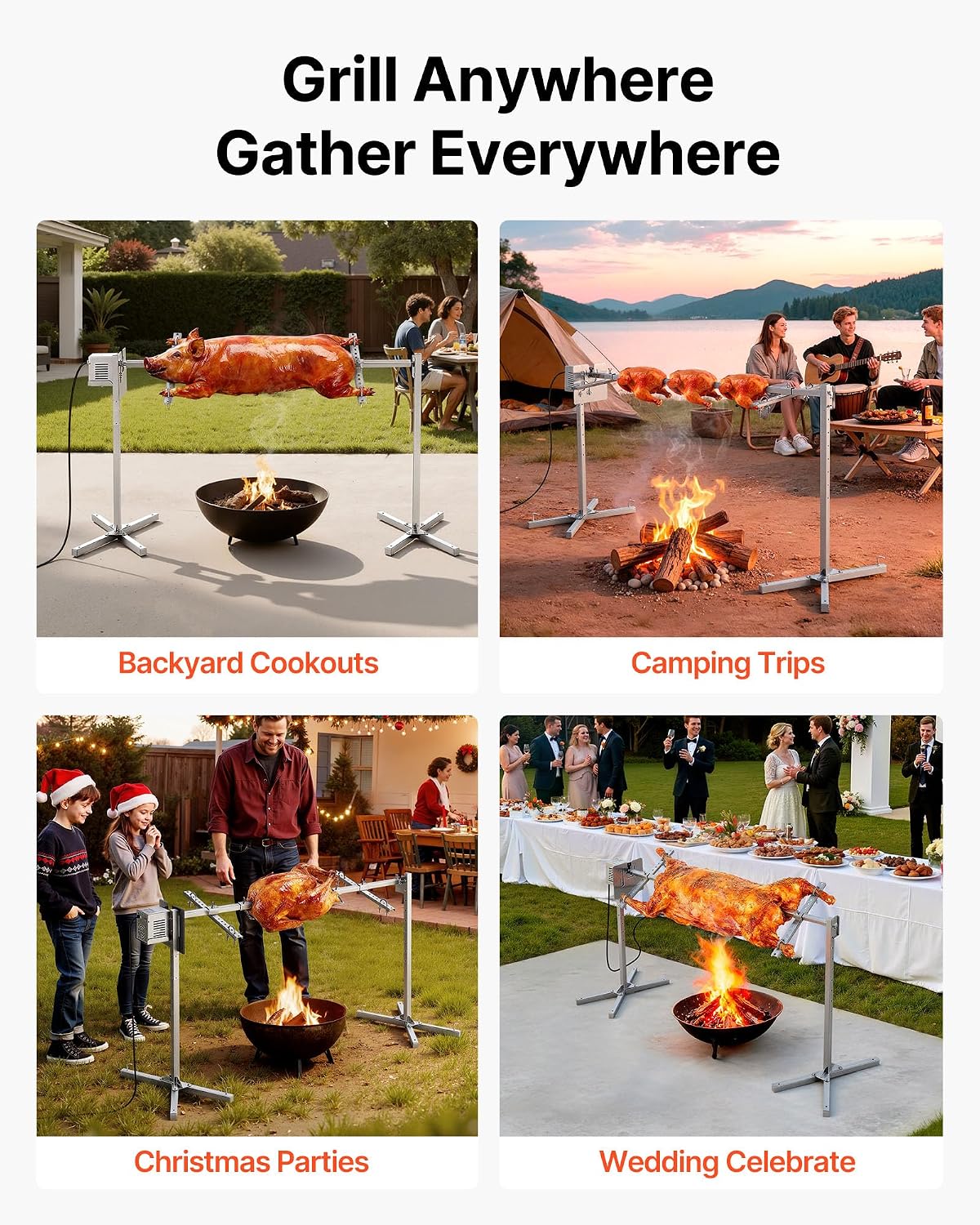 VEVOR Rotisserie Grill, 56" N Electric Rotisserie Grill Kit
