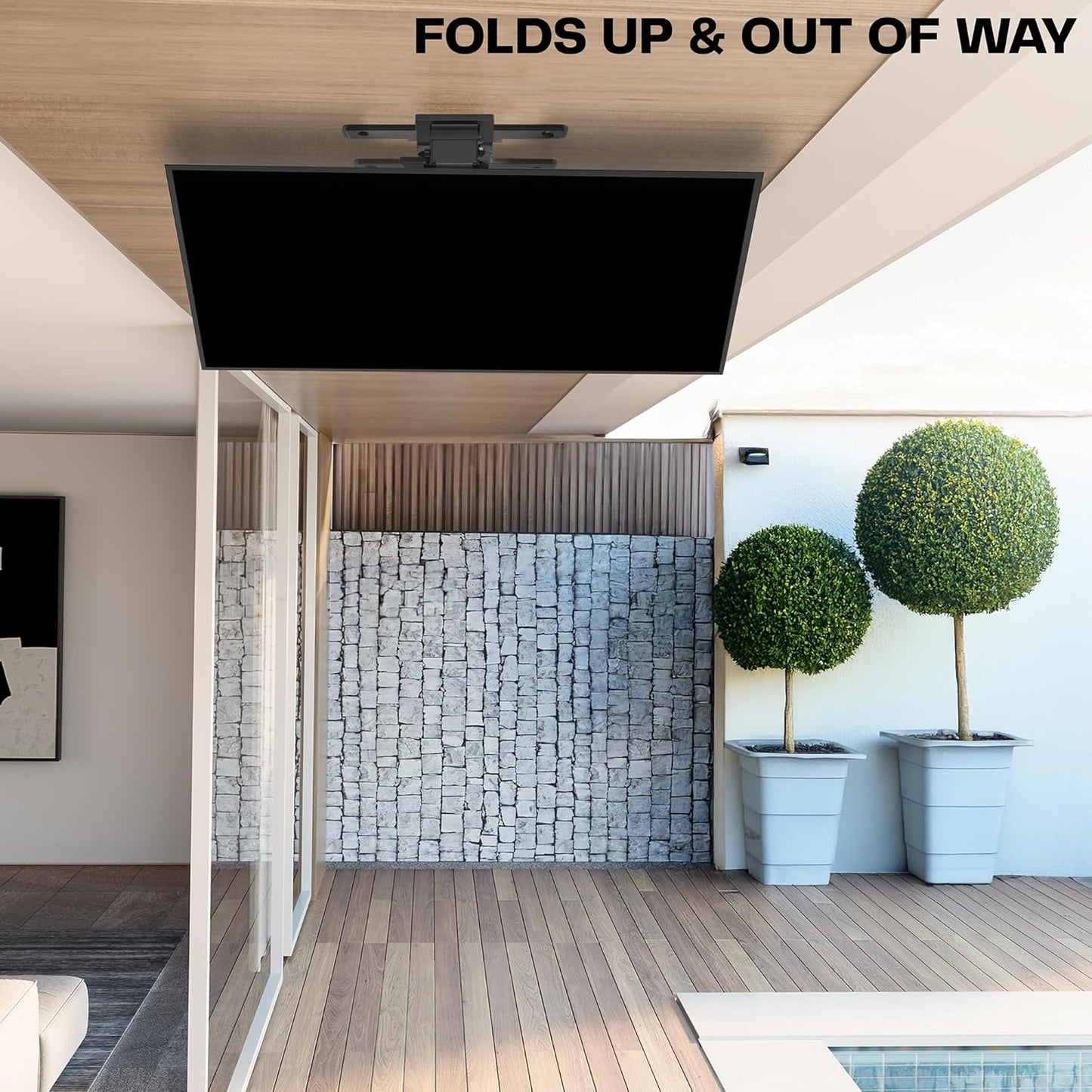 Electric Flip Down Ceiling TV Mount for 37 to 70 inch Screens, Large Motorized Flat or Pitched Ceiling VESA