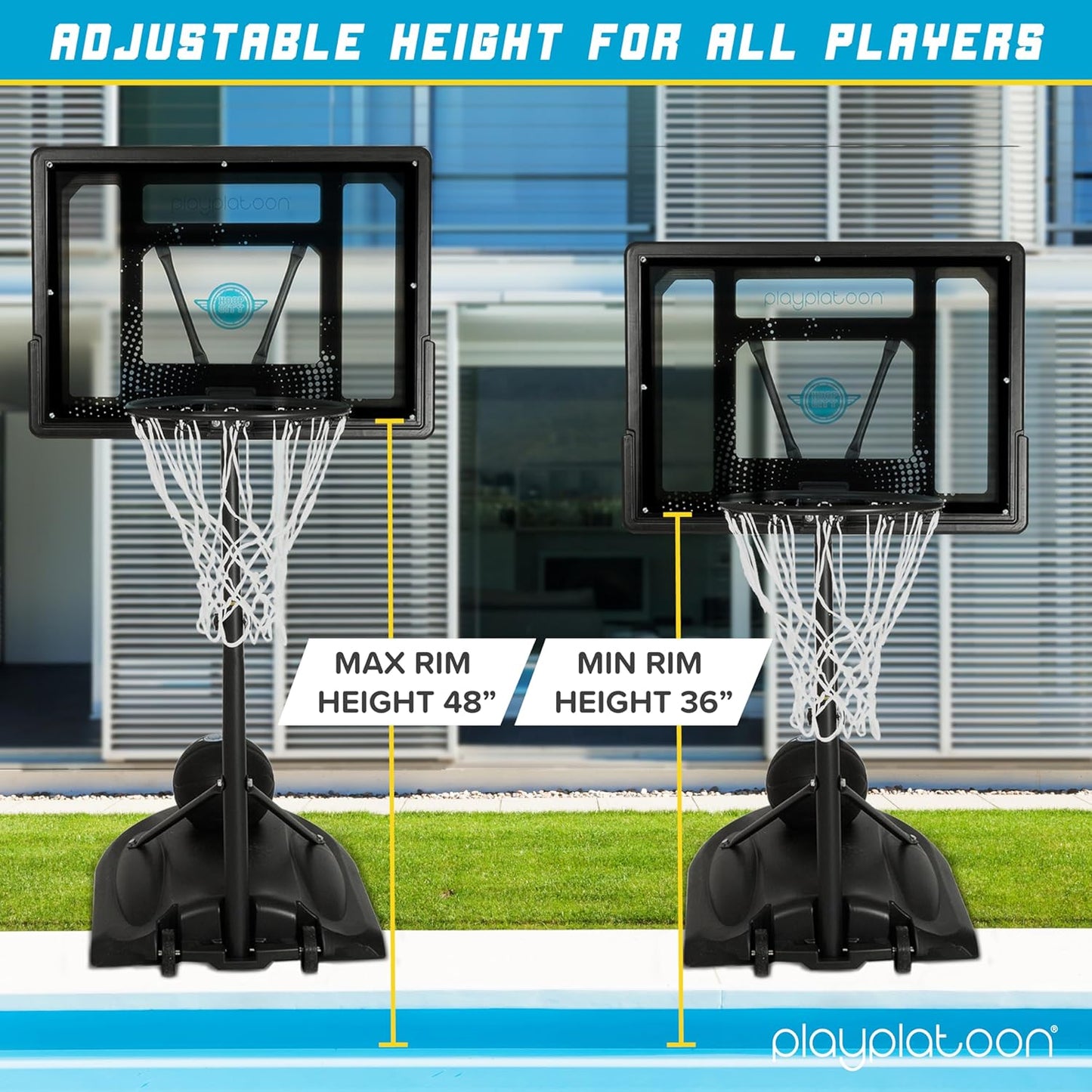 Play Platoon Swimming Pool Basketball Hoop Poolside Above Ground Games for Family - Backboard Adjustable