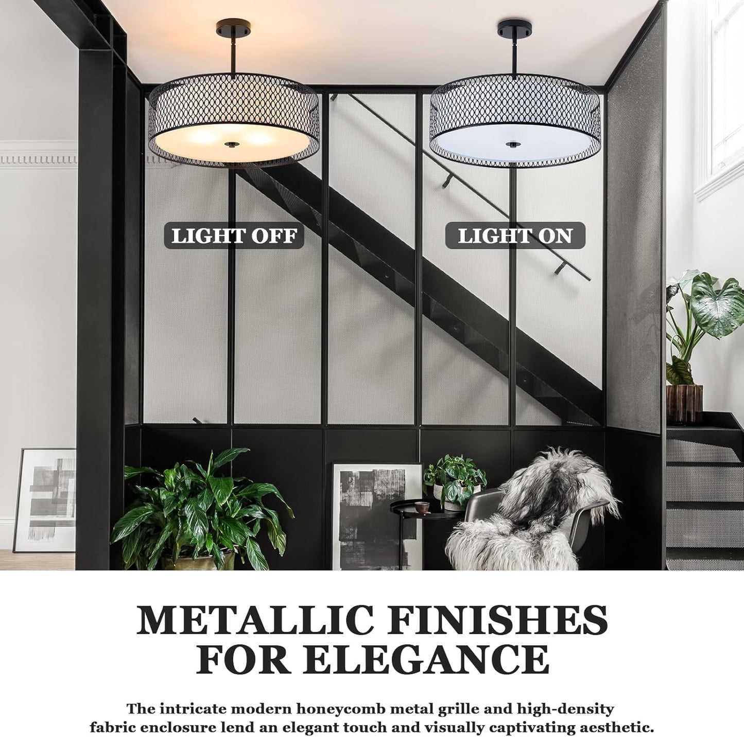 Ludil 3-Light Drum Chandeliers - 22" Fabric Shade Pendant Light Fixture E26 Bases, Adjustable Universal Joint Hanging Light