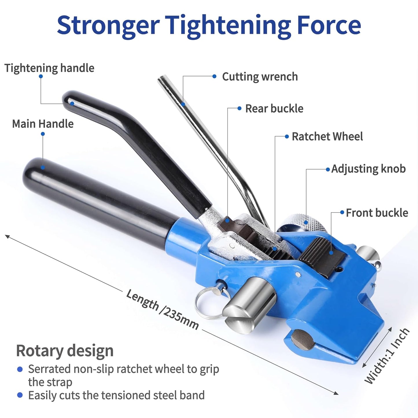 Pallet Packing Banding Strapping Kit 3 in 1 Banding Tools for Steel Strapping Include Tensioner Tool, 100' Length x 3/4' Wide 304 Stainless Steel