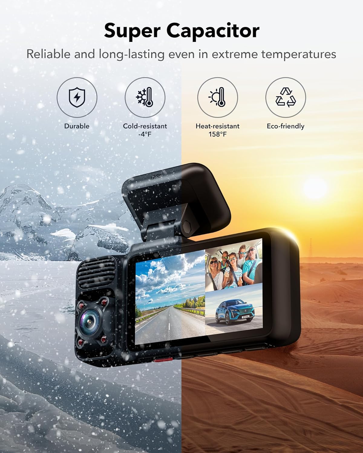 3 Channel Dash Cam, 4K+1080P+1080P Front and Rear Inside Triple Car Camera