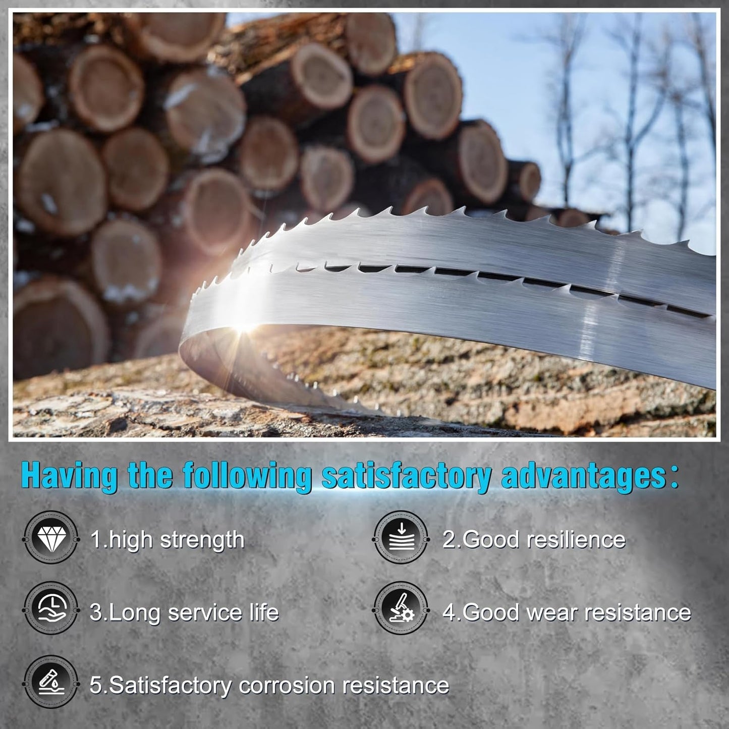 144 Inch Sawmill Blades, 5-Pack Sawmill Blades 125 x 1.25 10 DoubleHard for General-Purpose Sawing, High-Density Alloy Steel, Fits