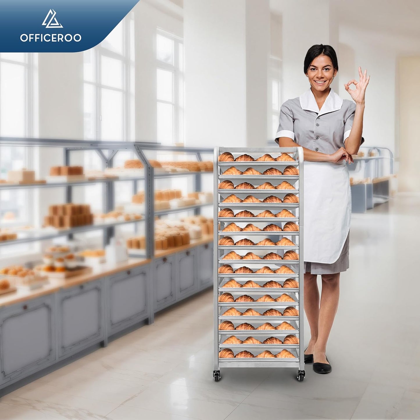Bakery Bun Pan Speed Rack - Half Sheet Only, 15 Tiers Bakery Cart & Drying Rack on Wheels - Speedrack