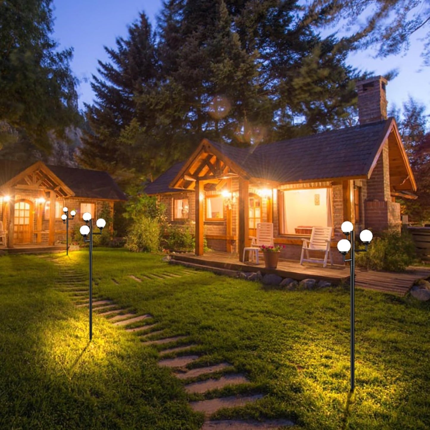 ACOHOOK 79'' Outdoor Lamp Post Light, Triple Head Street Light Pole Lamp for Outside with G9 Bulbs, Waterproof Outdoor Post Light Fixtures