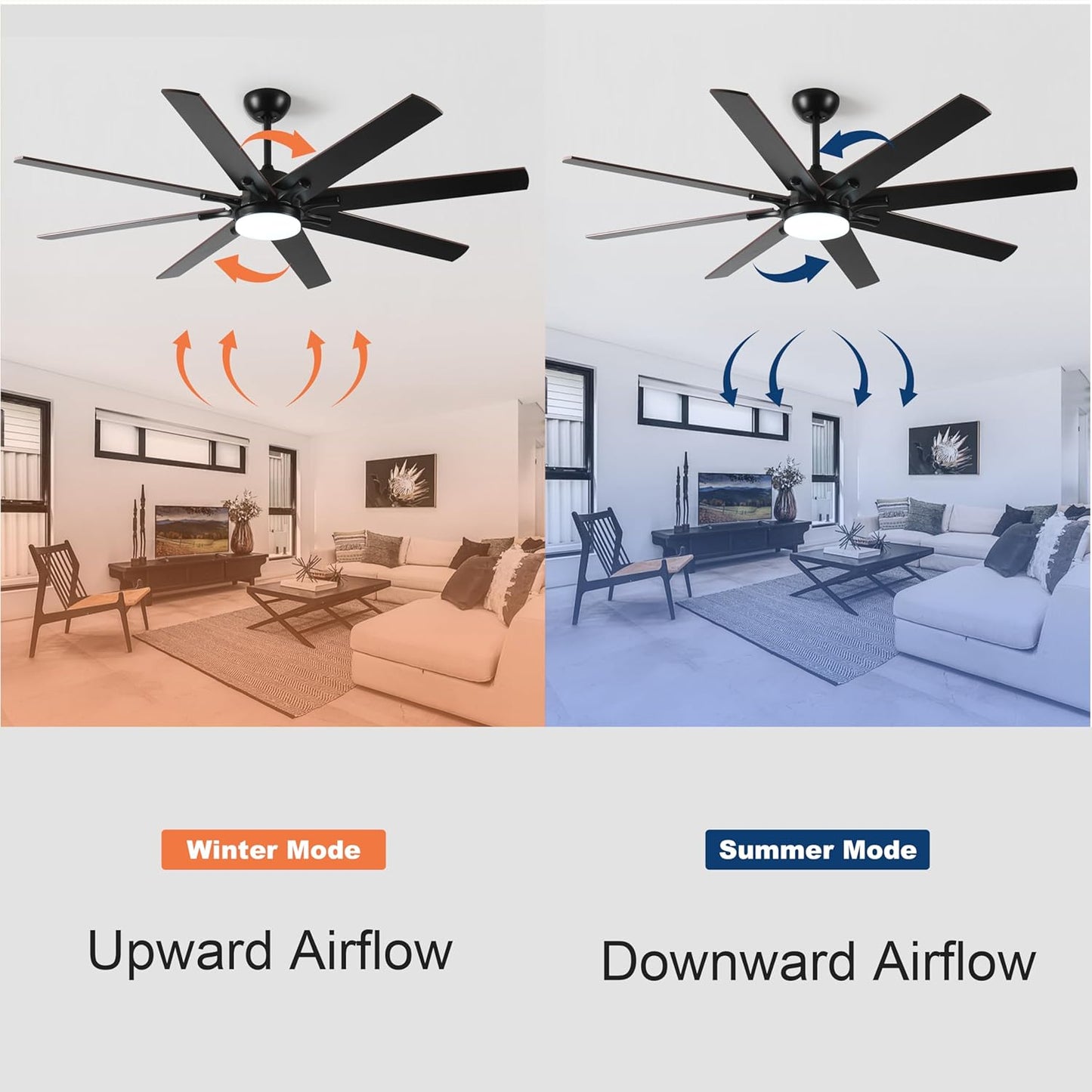 72' Smart Ceiling Fan with Light & Remote, Dimmable 6-Speed WiFi Alexa Control, Quiet DC Motor, Indoor/Outdoor