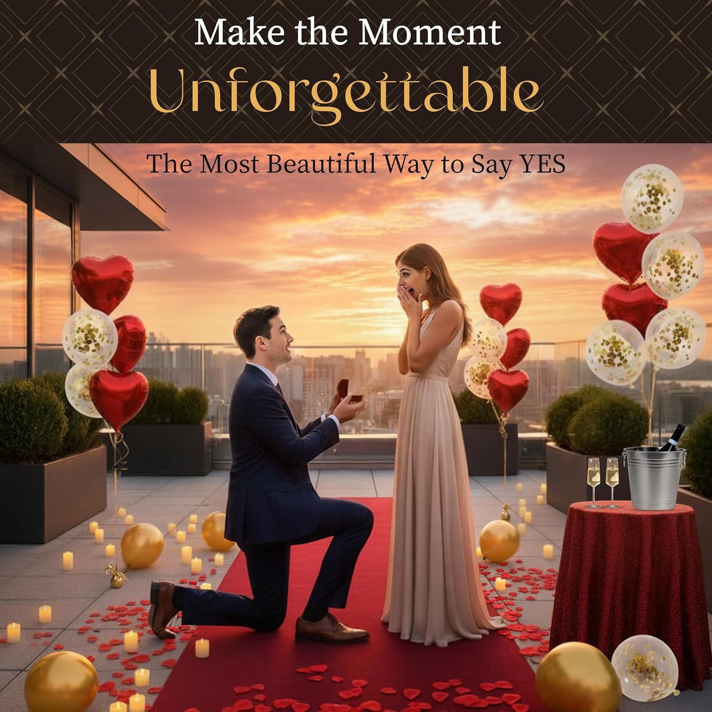 Moments by KEFF Complete Marriage Proposal Kit, All-in-One Engagement Decorations Set