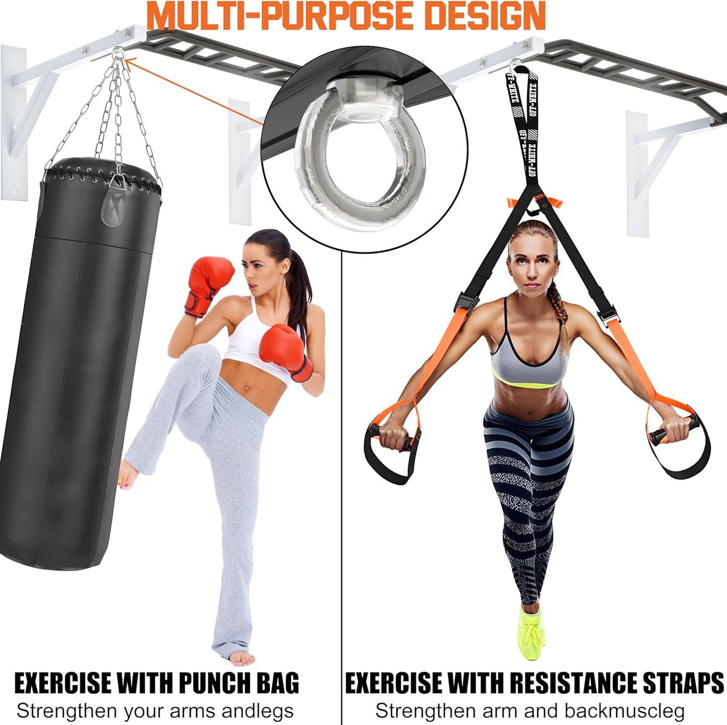 Pull Up Bar Wall Mounted,Heavy Duty Multi Grip Chin Up Bar for Strength Training, 600 lbs Capacity, Durable Steel Construction, Perfect for Home and