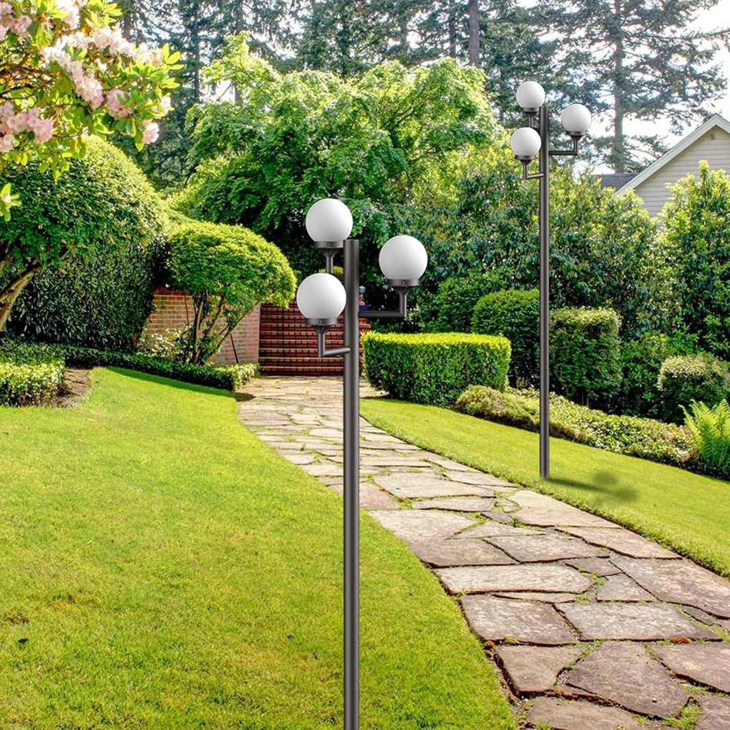 Lightdot 79" Outdoor Lamp Post Light, 3-Head Street Light Pole Lamp with G9 LED Bulbs, IP65 Waterproof Outdoor Post Light Fixtures for Garden