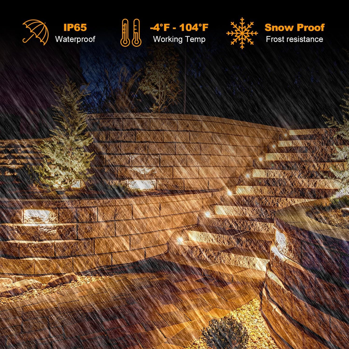 7 Inch Retaining Wall Lights, 3.5W LED Hardscape Lighting Low Voltage Step Light, IP67 Sealed, 12V-24V Landscape Paver Lights, 2700K Warm White Outdoor Stair Light, 12Pack with IP65 Connectors