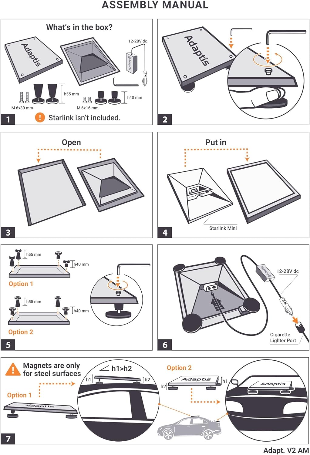 Adaptis Magnetic Roof Mount for Starlink Mini, Protective Mounting Kit for RV, Camper, Trailer, Car & Boat (White)