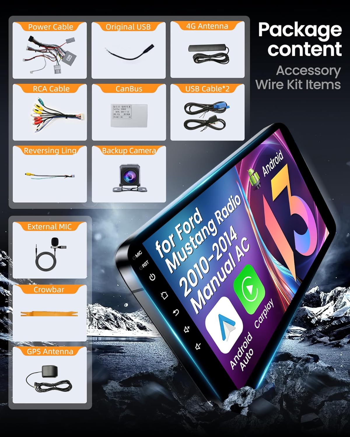 Wireless Carplay Android Auto for Ford Mustang 2010 2011 2012 2013 2014