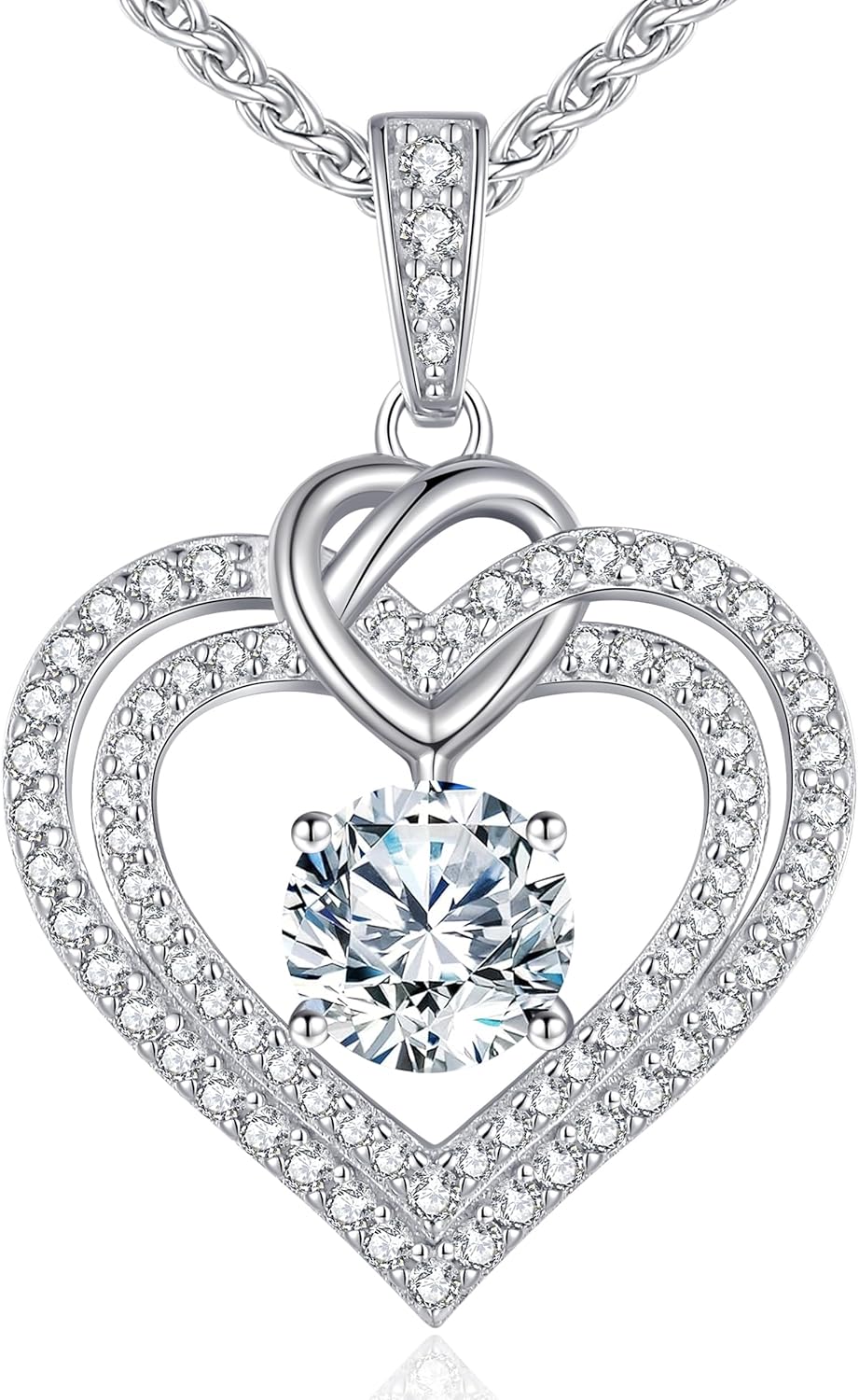 OOBEE Moissanite Diamond Necklace Valentine's Gifts for Women, 925 Sterling Silver Fine Jewelry, Heart Pendant Necklace Birthda