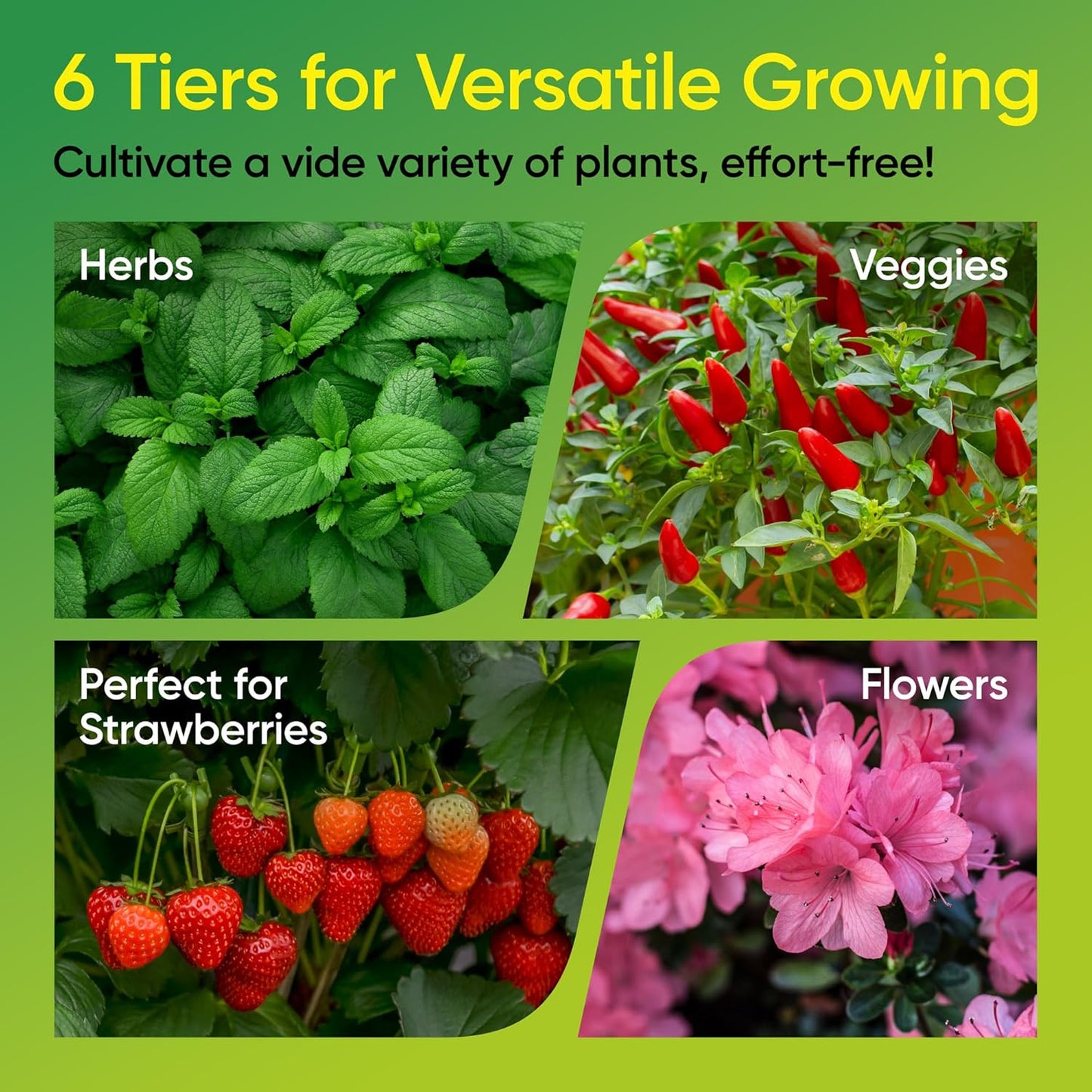 Vertical Garden Tower for Efficient Vertical Gardening 6-Tier 1.6 m x 70 cm 30 L Reservoir Self-Watering Solar-Powered System