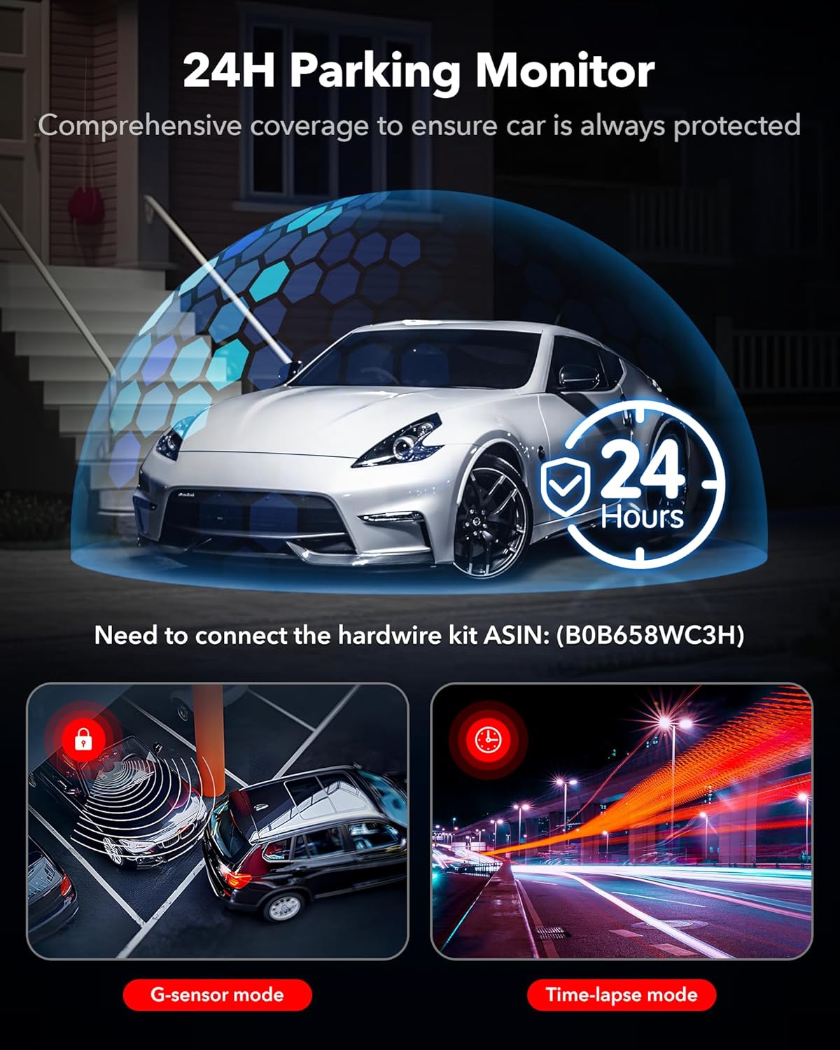3 Channel Dash Cam, 4K+1080P+1080P Front and Rear Inside Triple Car Camera