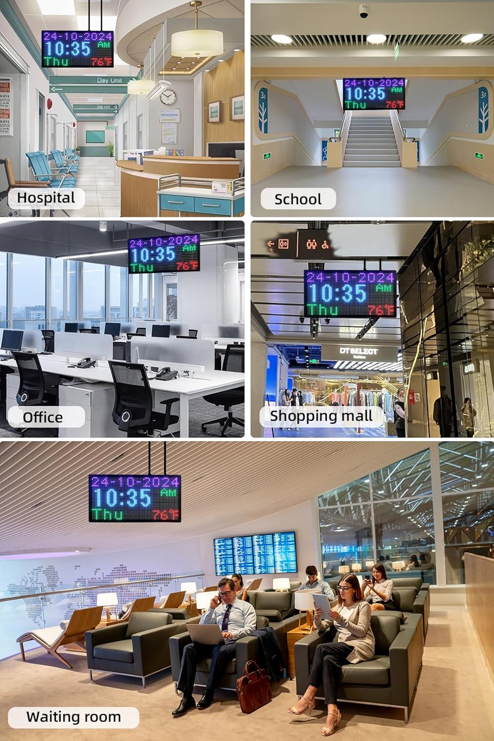 LED Open Closed Sign for Business, 20"x11" Waterproof Outdoor Store Sign with Time, Temperature & Business Hours Display | Remote Control, Auto-Dimming, Bilingual (Abierto/Cerrado) for Shop, Bar