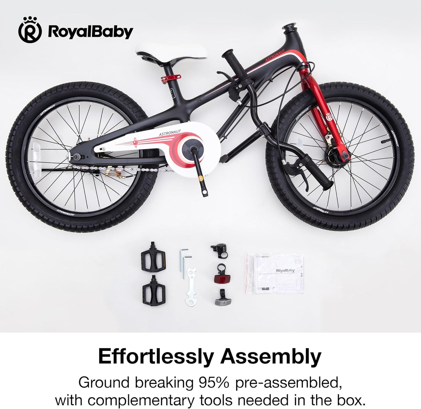 Kids Bike Lightweight Magnesium Alloy Childrens Bicycle (18 Inch With Kickstand, Hand Brakes, Black)