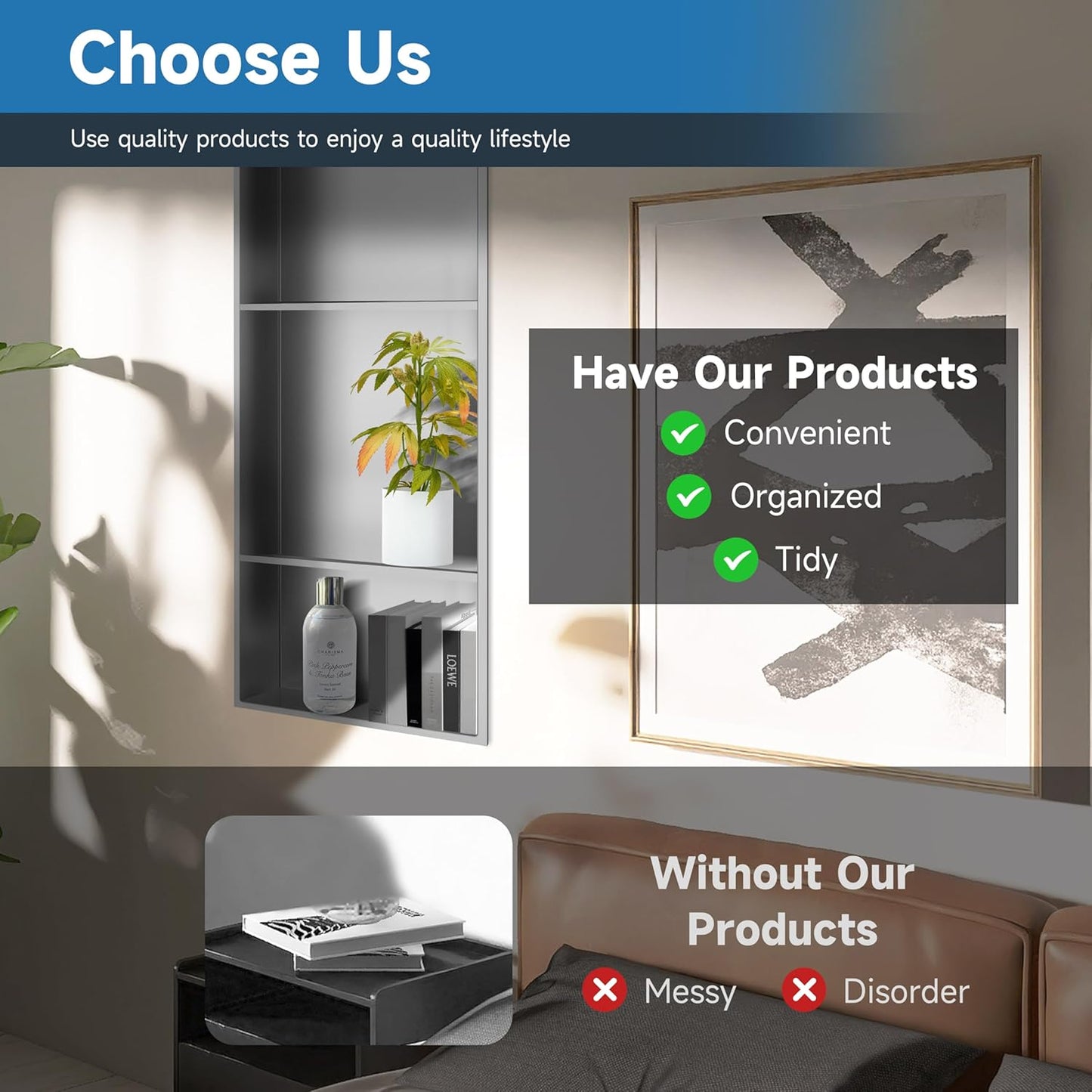 Shower Niche 13'X31', 3 Shelves Wall Niche Recessed Shelf for Bathroom Storage