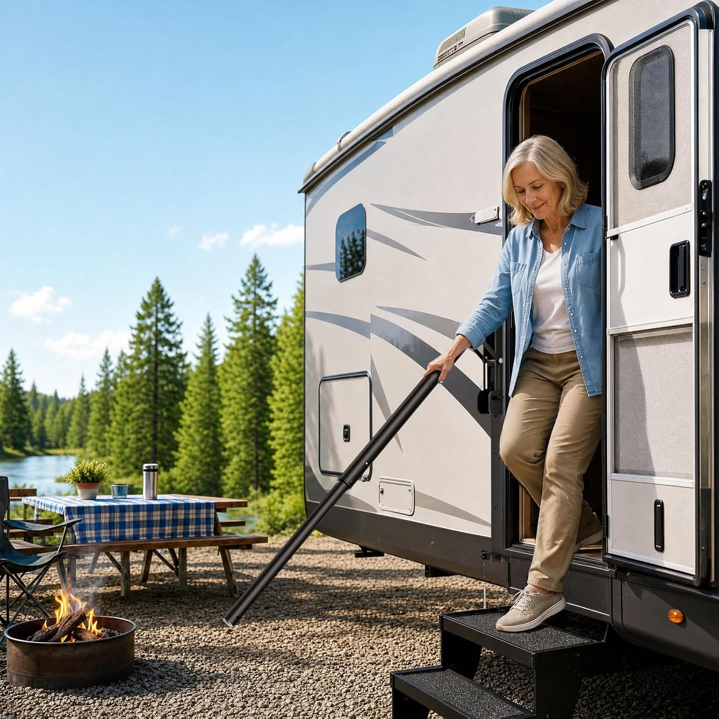 Extendable RV Handrail, Adjustable Assist Handrail, Up to 52"