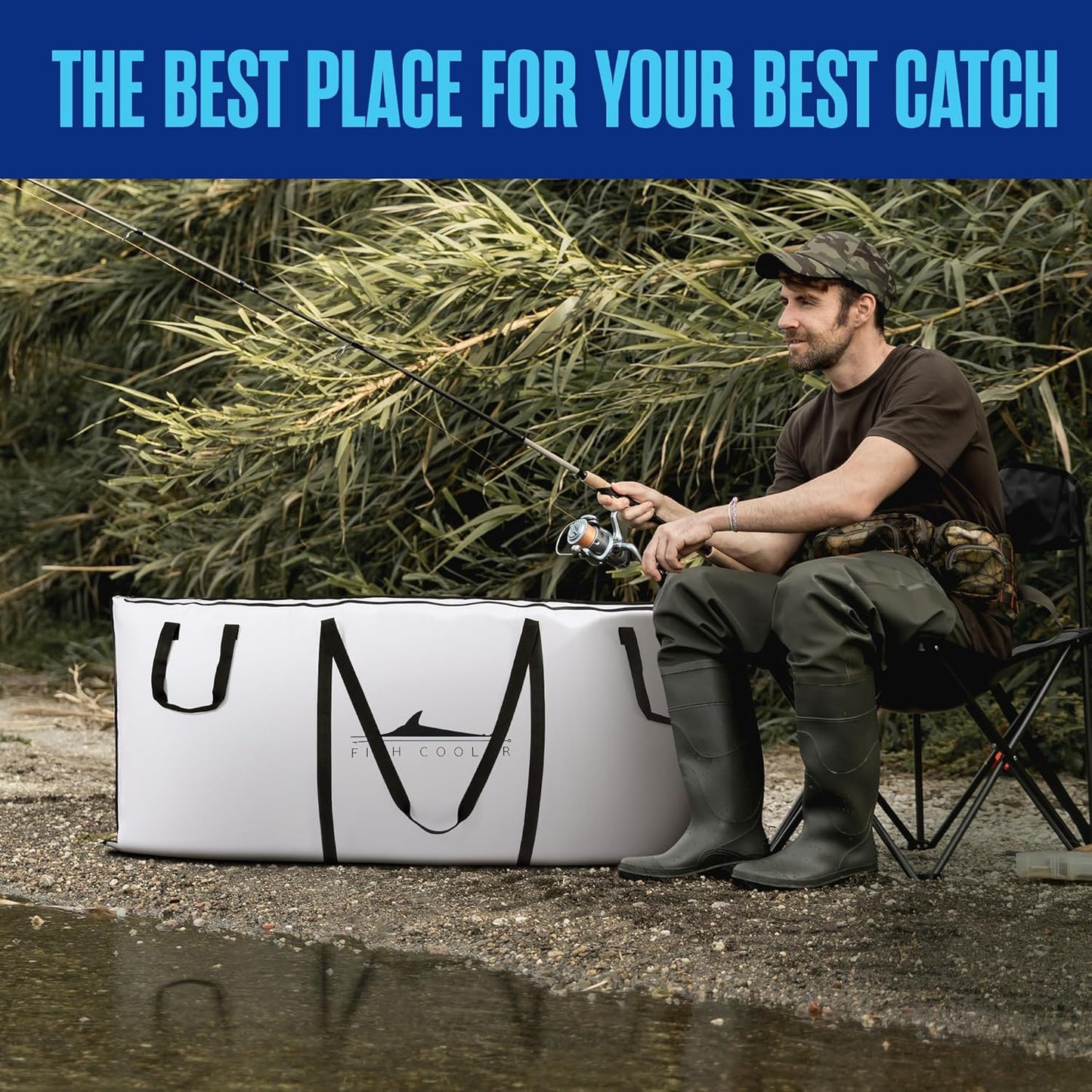 Fish Bag, Insulated Fishing Cooler, Leakproof Kill Bags, 71.3"x30", 240QT, White, Waterproof Collapsible Ice Chest, for Catfish, Salmon,