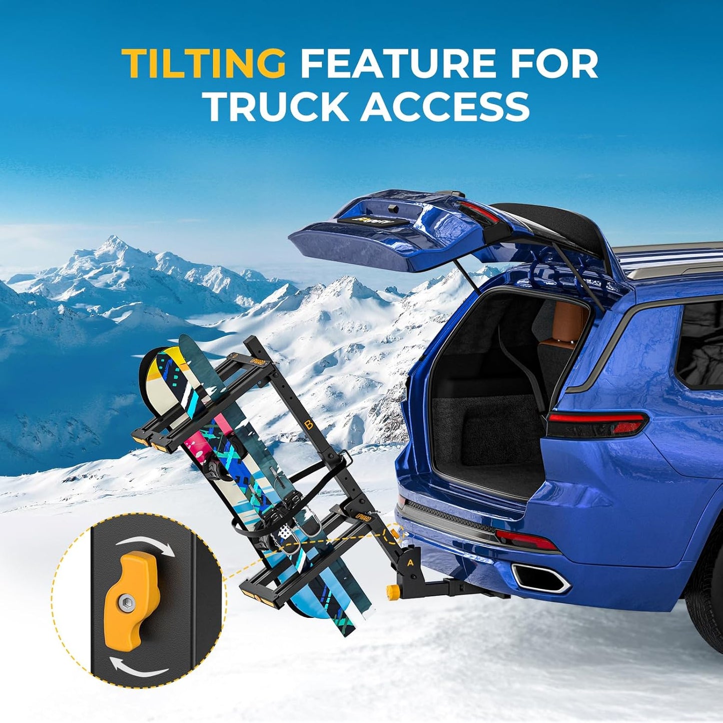 Hitch Ski Snowboard Rack with Security Lock