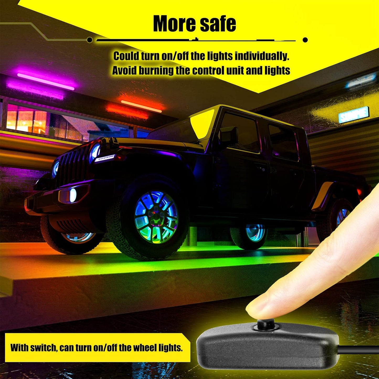 15.5 inch RGB Wheel Well Lights for All Vehicle with 18 or 19inch Tire