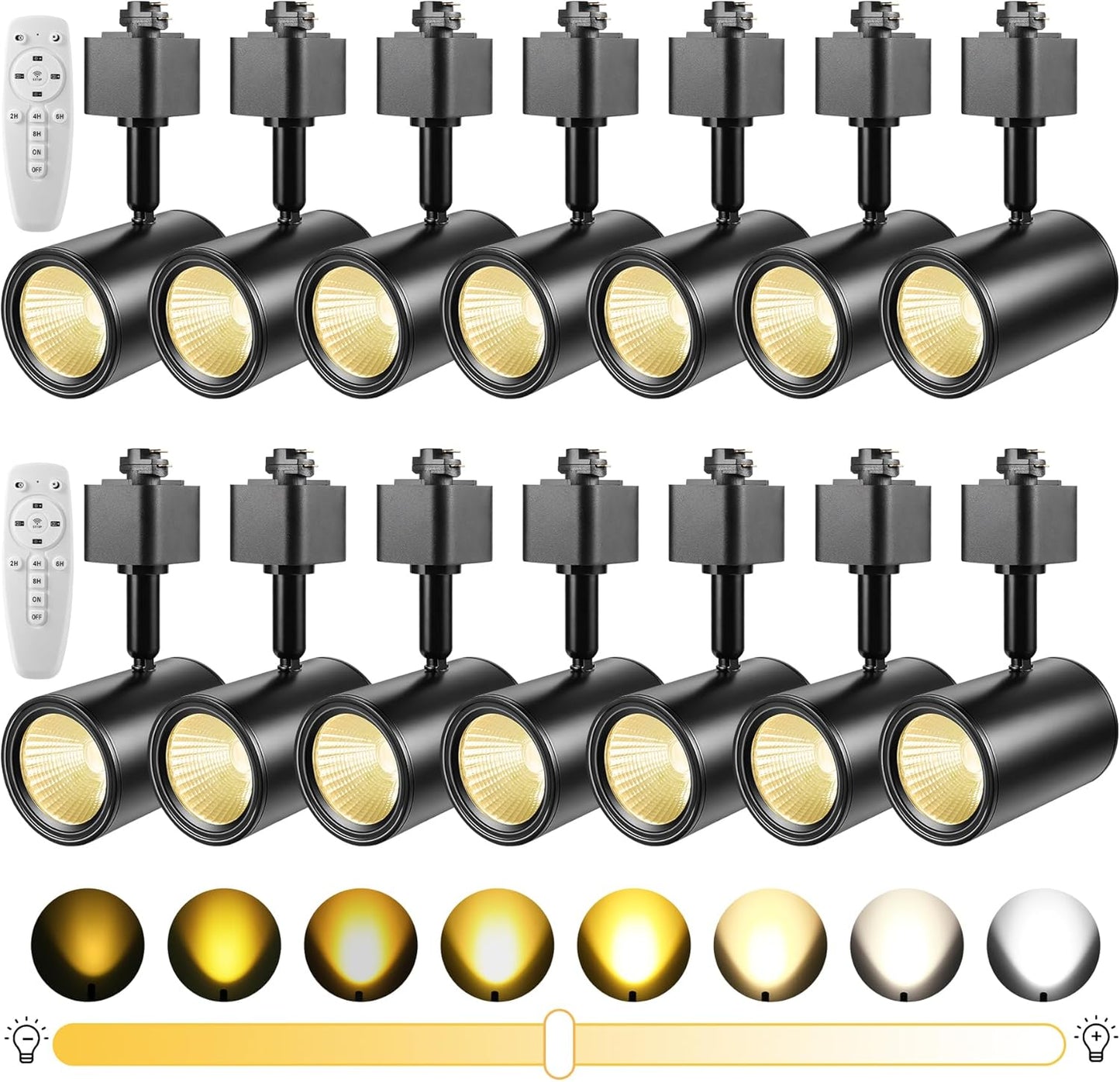 Junview LED Track Lighting Heads 2700K-6500K Sptepless Color Adjustable with Timer and Remote Control H Type Track Light Heads Dimmable Super Bright