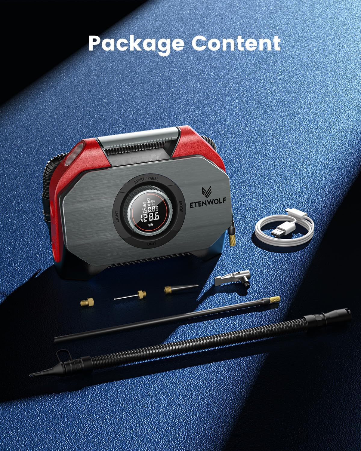 Cordless Tire Inflator Portable Air Compressor, 160 PSI Air Pump for Car Tires with 15600 mAh Battery