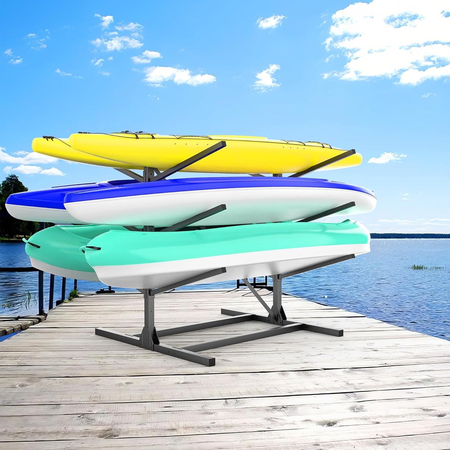 Garage Kayak Rack, Heavy-Duty Metal Kayak Storage Rack 6-Tier Adjustable Freestanding Kayak Stand