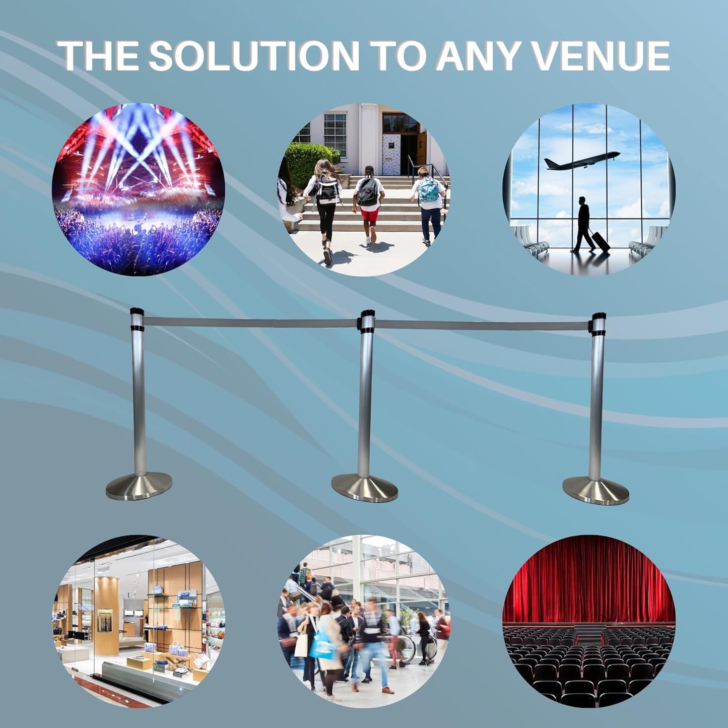 HOLY-Power - Crowd Control 40.5" Tall Stanchions with 6.5 Foot Retractable Belt- Durable, Portable Barrier System for Efficient Public Space