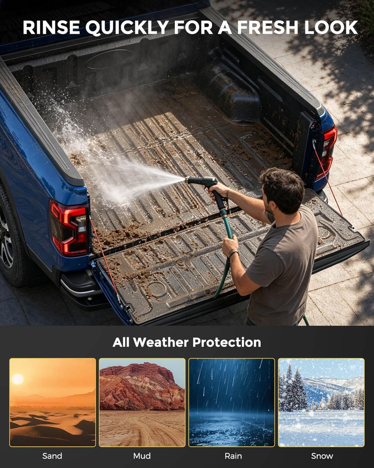 Truck Bed Mat &Tailgate Liner for Ford Ranger 2026 2025 2024 (5FT, 59.6''), All Weather TPE Cargo Mat for Ford Ranger 2024-2026 Accessories