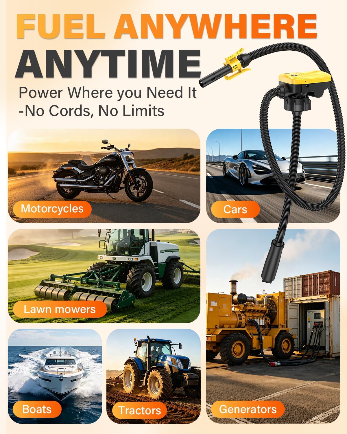 8000mAh Rechargeable Cordless Fuel Transfer Pump with Auto-Stop